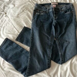 Candies Vintage 2000s Y2K Ultra Low-Rise Straight Leg Jeans Embroidered Size 3